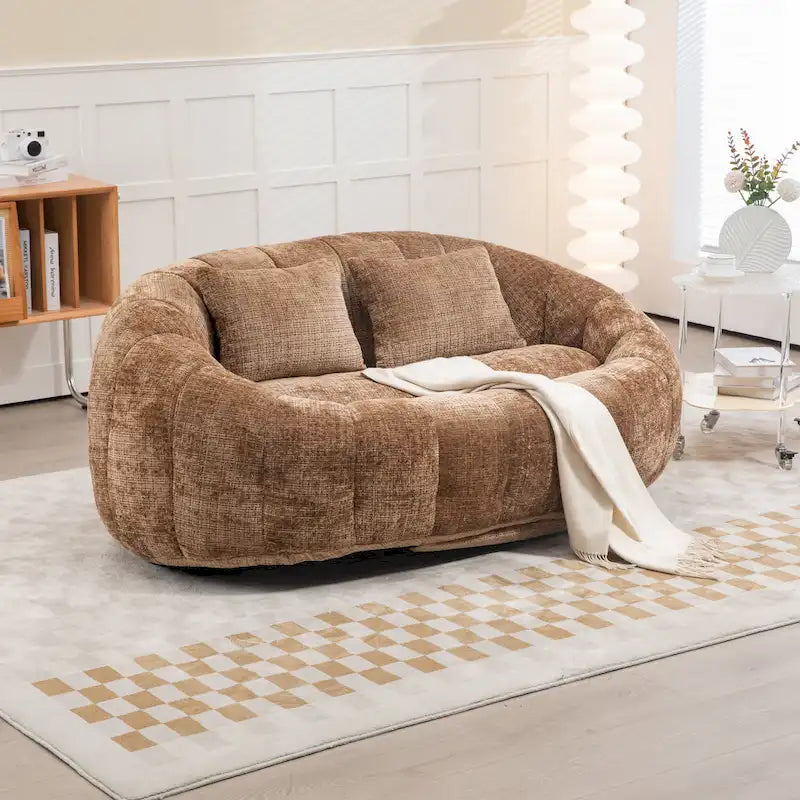 GDFStudio - Divano Pigro a 2 Posti Laurel in ciniglia con Schiuma ad Alta Densità e Comfort Sovradimensionato