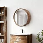 23,6 Specchio da parete rotondo moderno scorrevole con contenitore, specchio da bagno salvaspazio, specchio decorativo per soggiorno