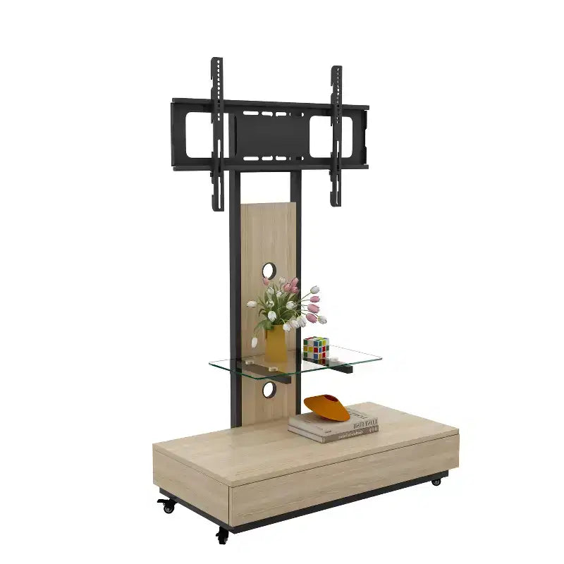 Mobile TV con carrello per TV da 32 a 75 pollici, regolabile in altezza con cassetto e ruote per soggiorno, camera da letto, uffici -ModernLuxe