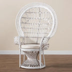 Sedia Kallima Pavone in Rattan Naturale Bianco Bohemien Moderno
