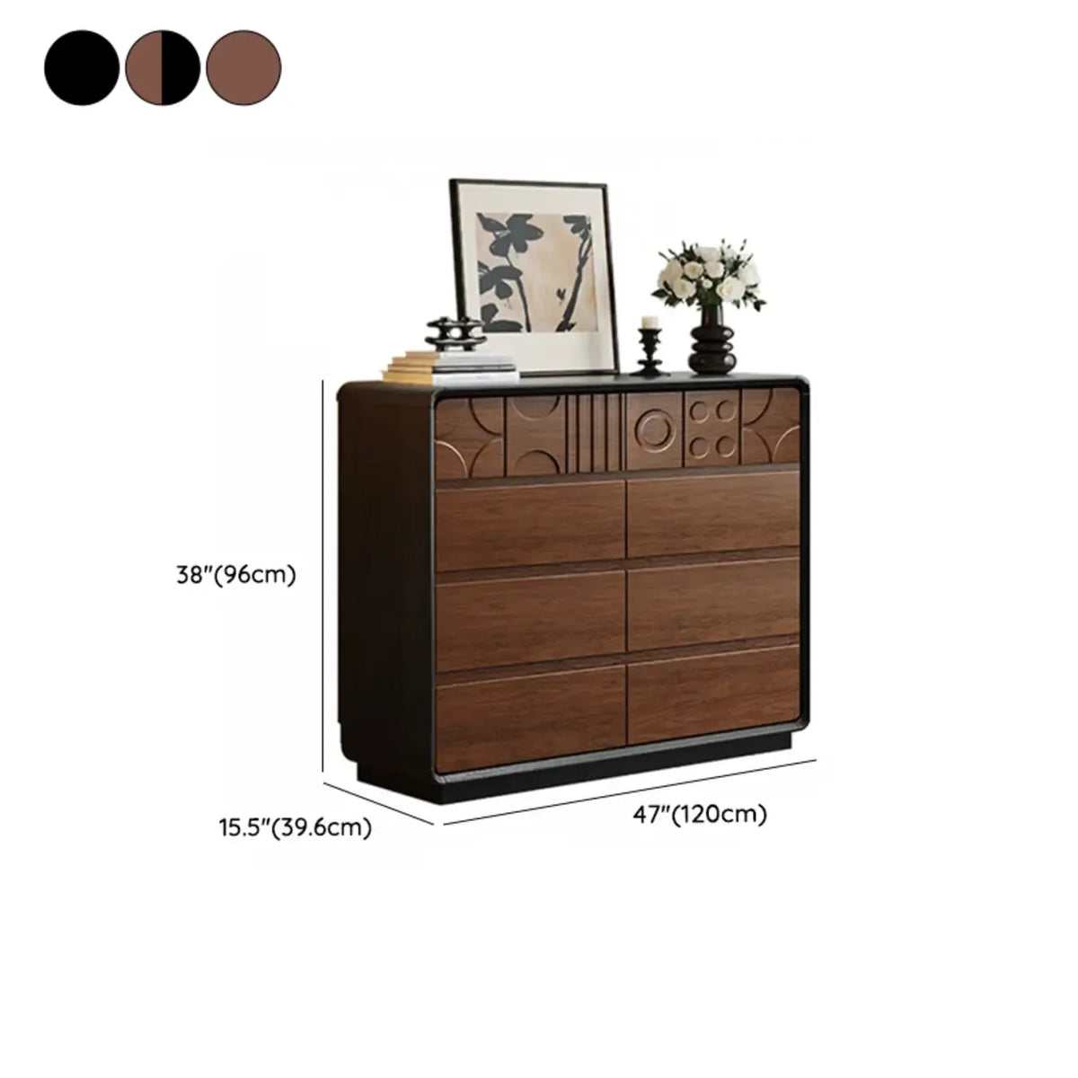 Comò in legno stile Art Déco con intagli geometrici