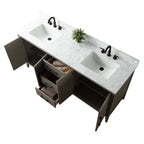 Mobile lavabo doppio Vanity Art 72 per bagno, con top in marmo tecnico