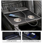 Divano Reclinabile Elettrico con Caricatore Wireless, Luce da Lettura per Soggiorno, Luce LED in Similpelle, Porta AC/USB, Portabicchieri, Nero