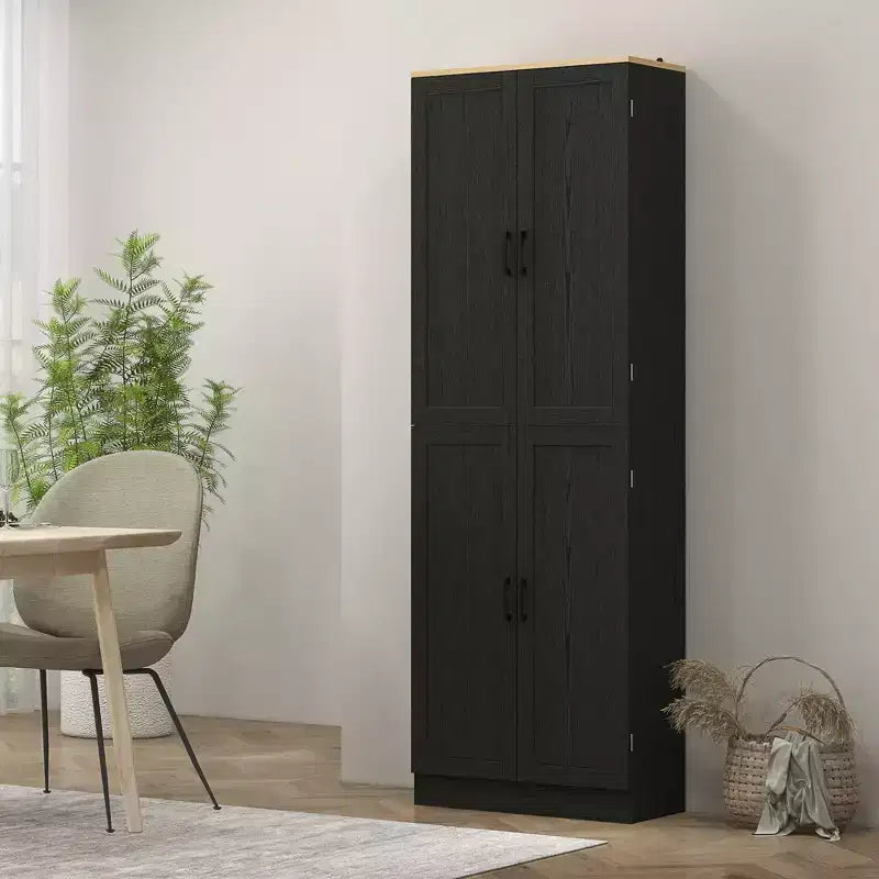 HOMCOM Dispensa da Cucina Autoportante da 170 cm, Armadietto Contenitore a 4 Ante con Ripiani Regolabili e Porte