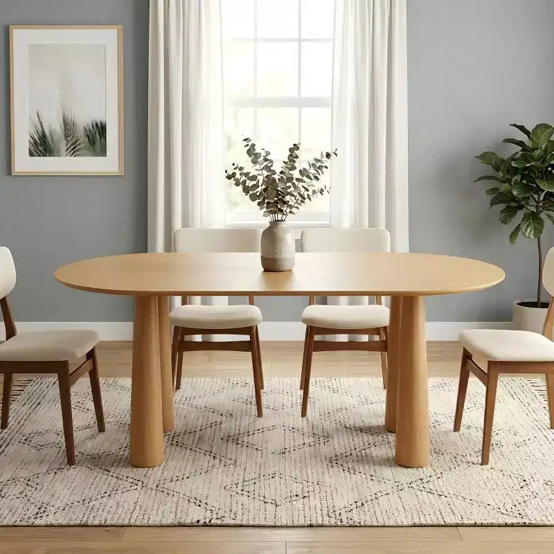 Tavolo da pranzo ovale in legno Dovelina 67 con 4 gambe, tavolo da cucina moderno per 6 persone