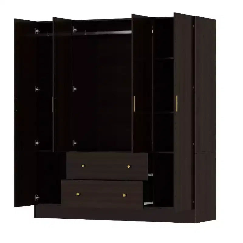 Armadio Hitow con 2 cassetti grandi, zona appendiabiti centrale con specchio, stile minimalista