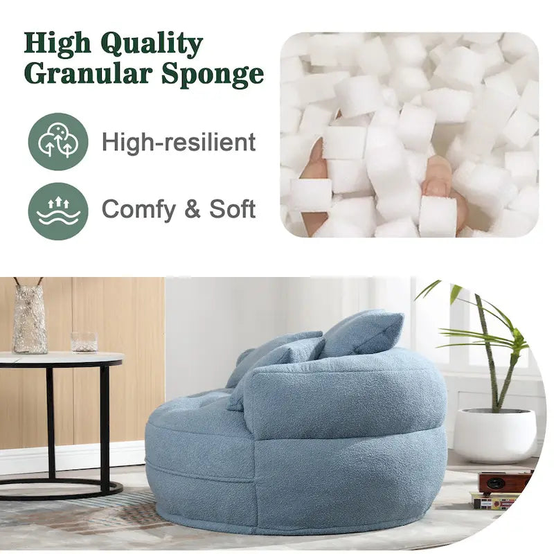 Poltrona Divano Pigro Rotondo – Bianco/Blu/Grigio/Giallo/Arancione/Rosarossa/Blu Scuro/Verde, Posto Singolo e Coppia