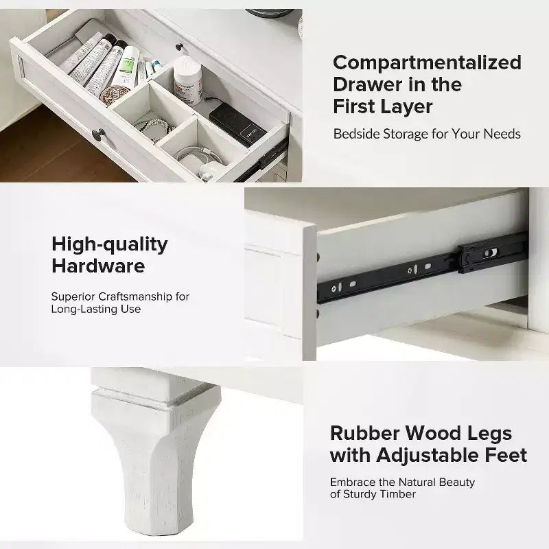 Giorgio 3 - Tavolino con cassetti e prese integrate Set di 2|HULALA HOME