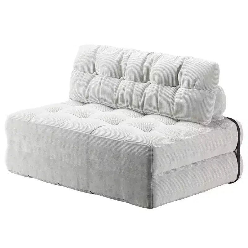Divano Letto Futon Pieghevole in Velluto a Coste, Sedia Convertibile da Terra con Cuscino e Supporto per la Schiena
