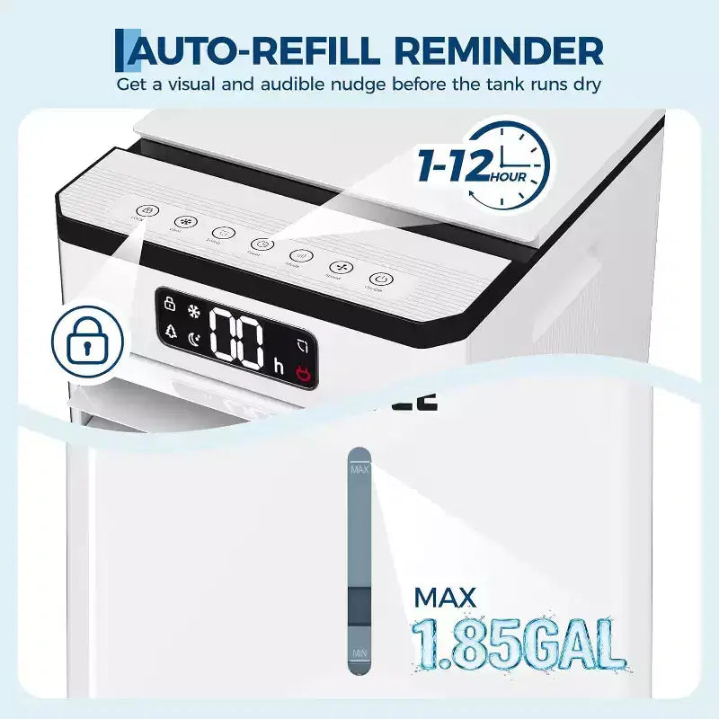 Raffrescatore Evaporativo Portatile da 7L con Telecomando, 3 Velocità, Timer e Funzione Oscillante per Casa e Ufficio