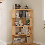 Libreria a giorno verticale a L in legno finitura naturale