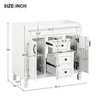 Mobile bagno moderno da 90 cm con lavabo integrato e specchiera, 2 ante e 2 cassetti