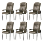 Sedia da ufficio HomeyFad moderna in pelle e metallo a 4 gambe con braccioli