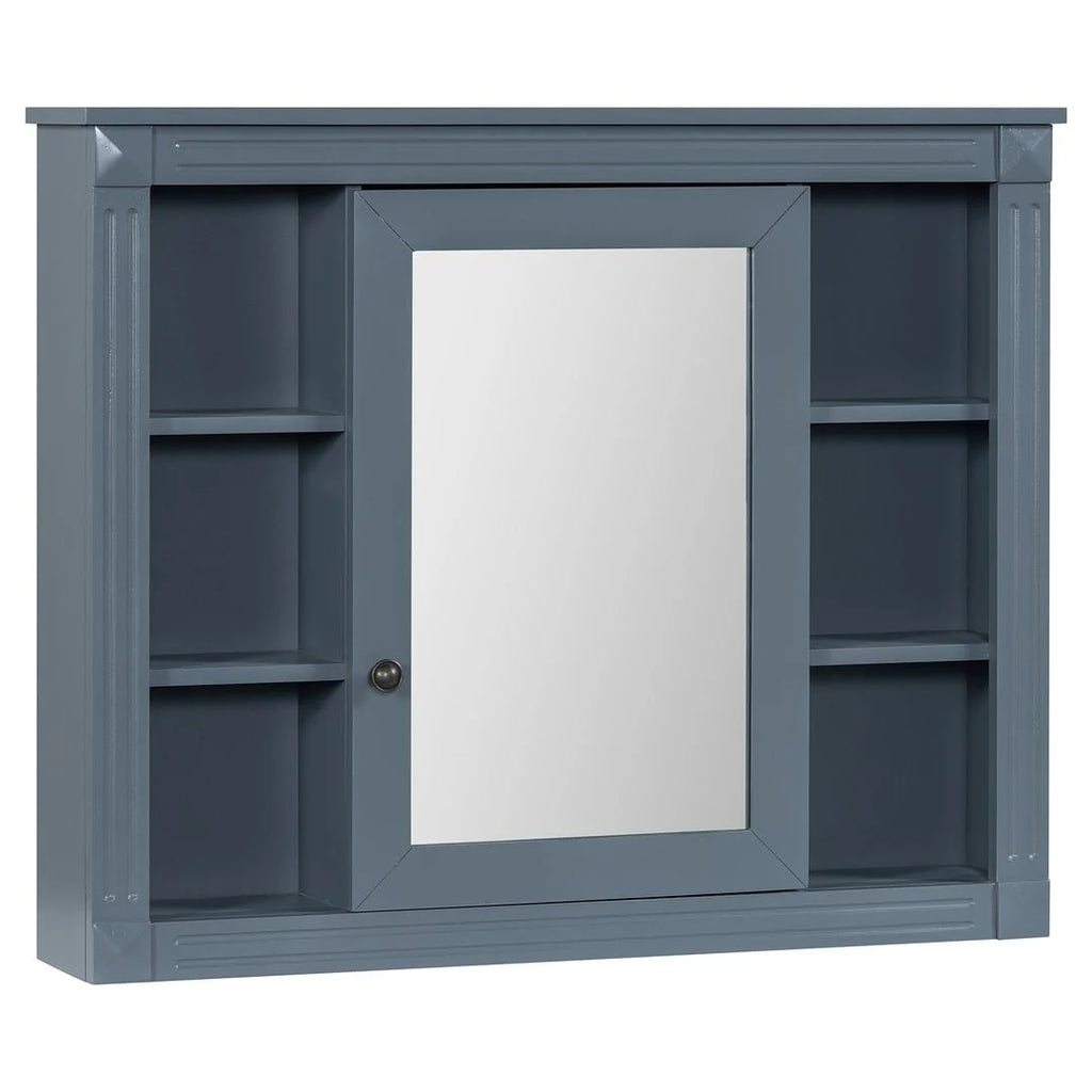 Mobile bagno moderno da 90 cm con lavabo integrato e specchiera, 2 ante e 2 cassetti