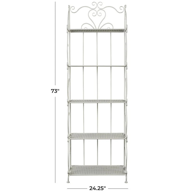 Étagère de Boulanger Pliable Haute à 5 Niveaux en Métal Décoratif pour Intérieur/Extérieur - Or ou Blanc - Roche River Decor