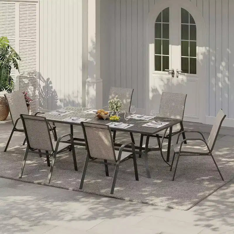 Sedie da patio, Set di 4/6 sedie da pranzo impilabili per esterni in textilene leggero per tutte le stagioni con braccioli per cortile, bordo piscina