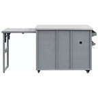 FAMYYT Isola per Cucina da Esterno da 78.3 Pollici con Piano di Lavoro in Acciaio Inossidabile, Stazione Barbecue Pieghevole e Armadietti Contenitore, Grigio Blu