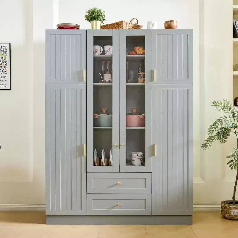 Whisen Dispensa da Cucina Autoportante 71''H, Grande Armadio Contenitore per Sala da Pranzo Credenze con 6 Ante, Ripiani Regolabili