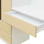 Armoire-penderie 3-en-1 avec coiffeuse, ensemble de bureau, armoire de chambre avec 2 tiroirs, armoire-penderie à 3 portes avec espace de rangement