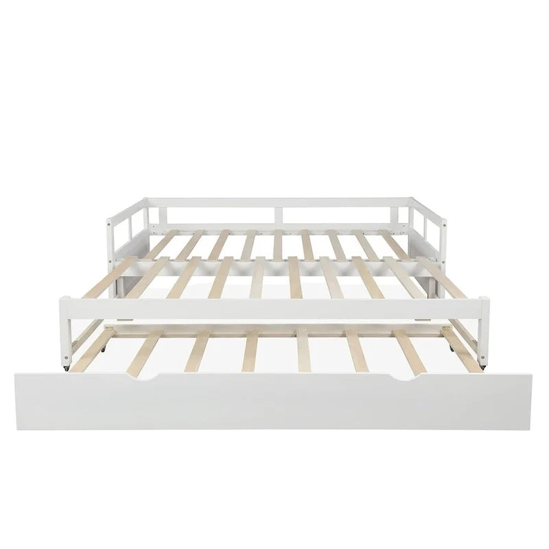 Letto a giorno estensibile con letto estraibile, Letto a giorno in legno con letto estraibile