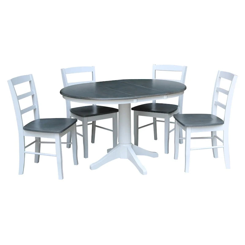 Tavolo da pranzo allungabile rotondo 36 con 4 sedie Madrid