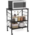 Scaffale da Cucina a 3 Livelli Costway, Carrello per Forno a Microonde con Gancio
