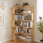 Libreria a giorno verticale a L in legno finitura naturale