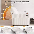 Divano letto componibile Dyonery 91 con letto estraibile, schienale reclinabile/due letti estraibili/porte USB/portabicchieri, velluto a coste felpato