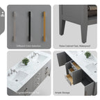 Mobile lavabo doppio Vanity Art 72 per bagno, con top in marmo tecnico