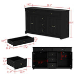 59.1'' Credenza Buffet Bianco Laccato Mid-Century Modern Contemporaneo
