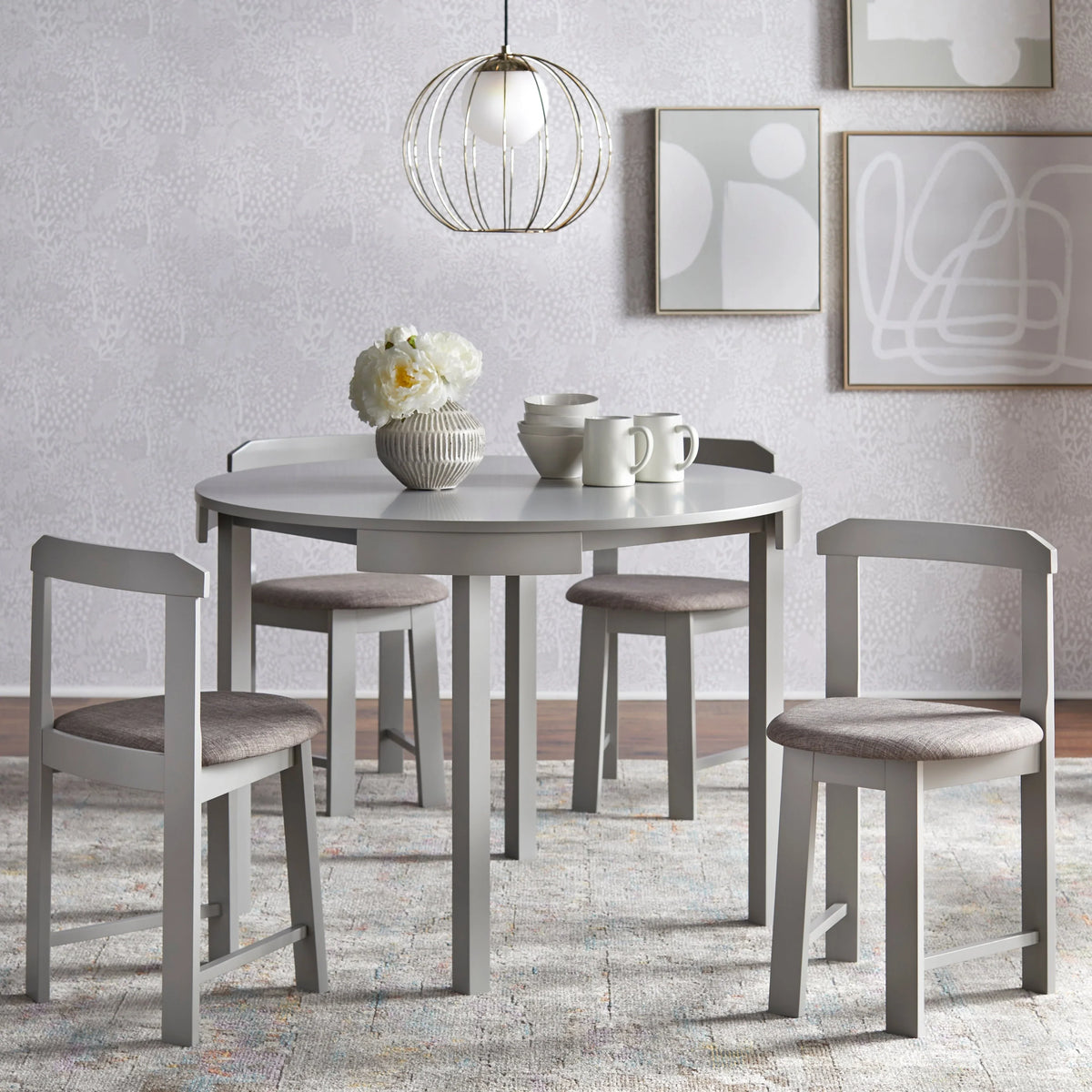 Set da pranzo rotondo compatto Harrisburg Tobey da 5 pezzi