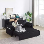 Divano letto convertibile 3-in-1 in velluto a coste da 64,5 pollici con letto estraibile