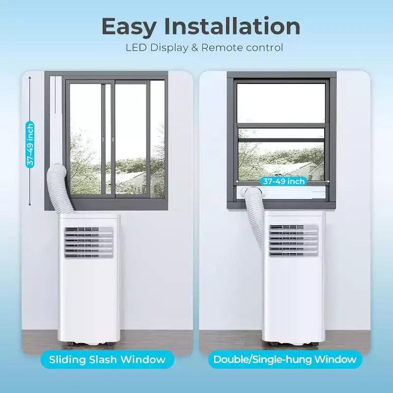 Condizionatore portatile da 8.000 BTU, unità 3 in 1 con 4 modalità, timer, display LED, telecomando e kit di installazione, per camera da letto/soggiorno/ufficio, bianco.