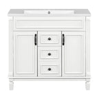 Mobile bagno moderno da 90 cm con lavabo integrato e specchiera, 2 ante e 2 cassetti