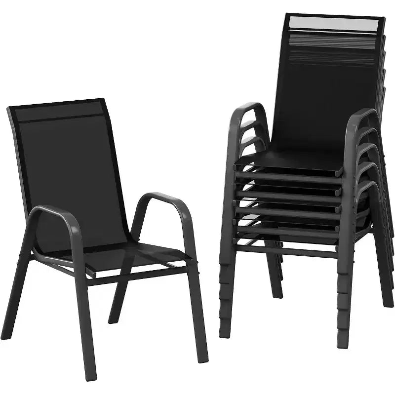 Sedie da patio, Set di 4/6 sedie da pranzo impilabili per esterni in textilene leggero per tutte le stagioni con braccioli per cortile, bordo piscina
