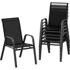 Sedie da patio, Set di 4/6 sedie da pranzo impilabili per esterni in textilene leggero per tutte le stagioni con braccioli per cortile, bordo piscina