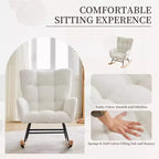 Fauteuil à bascule pour chambre d'enfant, Fauteuil à bascule pour salon pour l'allaitement, Fauteuils d'appoint confortables pour chambre à coucher, Fauteuils rembourrés en peluche Teddy pour l'intérieur