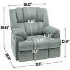 Poltrona reclinabile manuale oversize verde con funzione girevole, a dondolo e rivestimento in tessuto