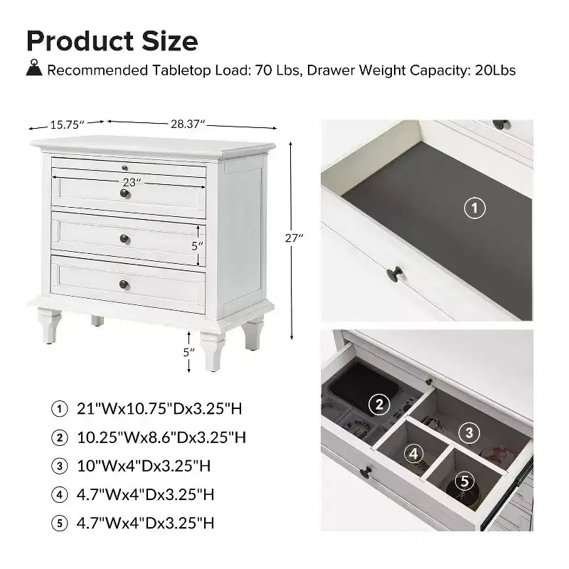 Giorgio 3 - Tavolino con cassetti e prese integrate Set di 2|HULALA HOME