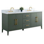 Mobile lavabo doppio Vanity Art 72 per bagno, con top in marmo tecnico