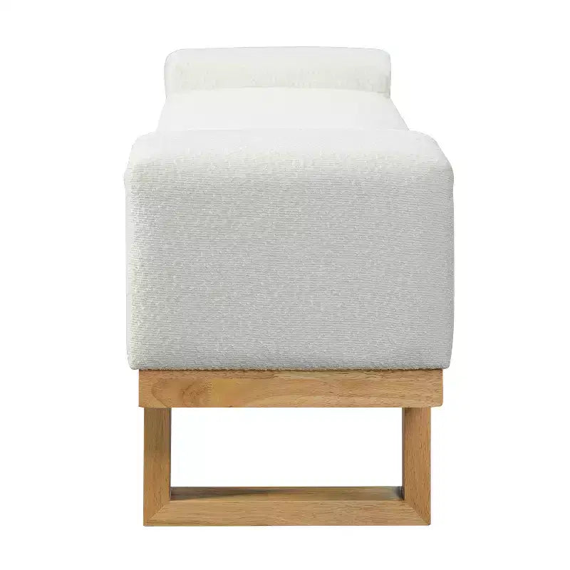 Panca imbottita in boucle Paulina Modern Rubberwood Christopher Knight Home