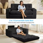 Mjkone Divano Letto Futon Convertibile 2-in-1 da 180 cm, in Tessuto a Coste, Pieghevole con Bottoni Trapuntati, Salvaspazio