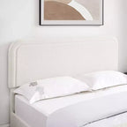 Letto matrimoniale moderno imbottito in bouclé con cassetti contenitori