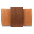 Poly & Bark Pouf Jarmo con Tavolino Regolabile in Noce - Vera Pelle Italiana Pieno Fiore