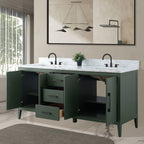 Mobile lavabo doppio Vanity Art 72 per bagno, con top in marmo tecnico
