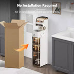 Mobile Bagno Sottile, Armadietto Salvaspazio a 7 Ripiani - con Organizer Impermeabili, Porta Fazzoletti e Ruote, Ideale per Bagno, Cucina, Lavanderia