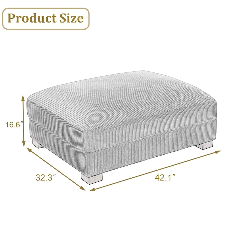 Pouf Ottomano Accento Oversize in Velluto a Coste Moderno
