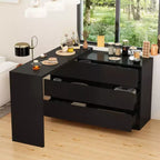 Credenza da buffet intelligente girevole/allungabile con 6 cassetti, piano d'appoggio esteso, tappetino antiscivolo, tavolo da pranzo girevole, isola per cucina/dispensa