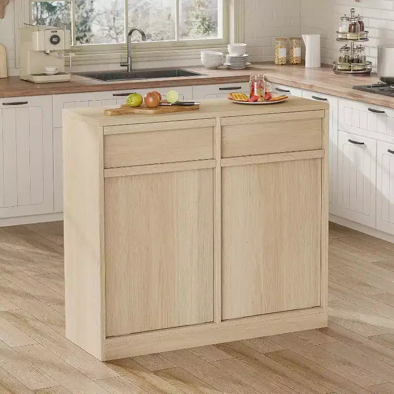Pattumiera Inclinabile, Rovere Naturale, Pattumiera con Contenitore e Cassetto, Contenitore Nascosto per la Spazzatura, Cesto della Biancheria per Cucina, Sala da Pranzo, Soggiorno