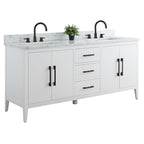 Mobile lavabo doppio Vanity Art 72 per bagno, con top in marmo tecnico